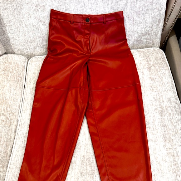 Pretty Leather Red Pants - Picture 1 of 8